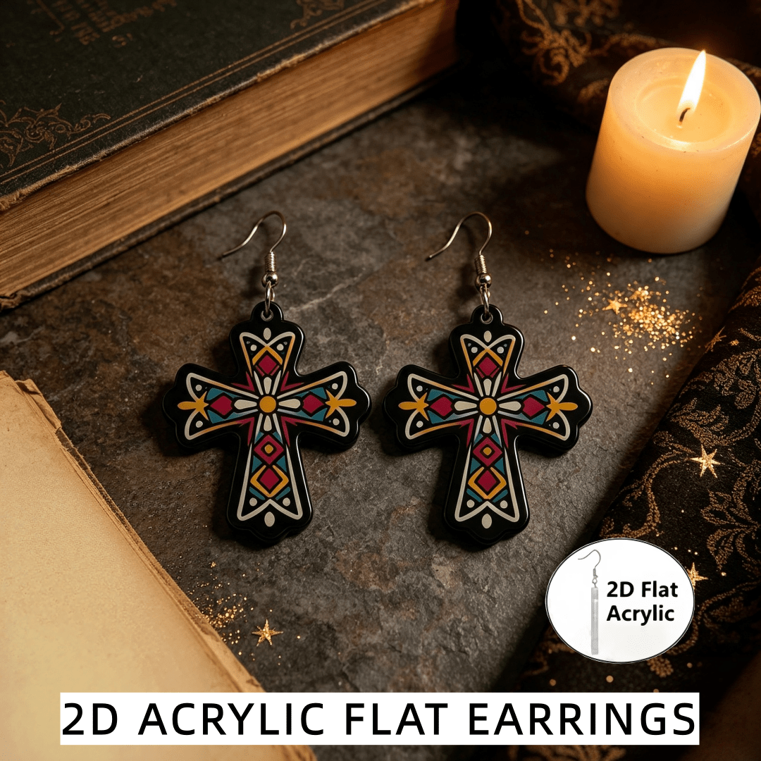 Women's Vintage Bohemian Geometric Cross Acrylic Drop Earrings